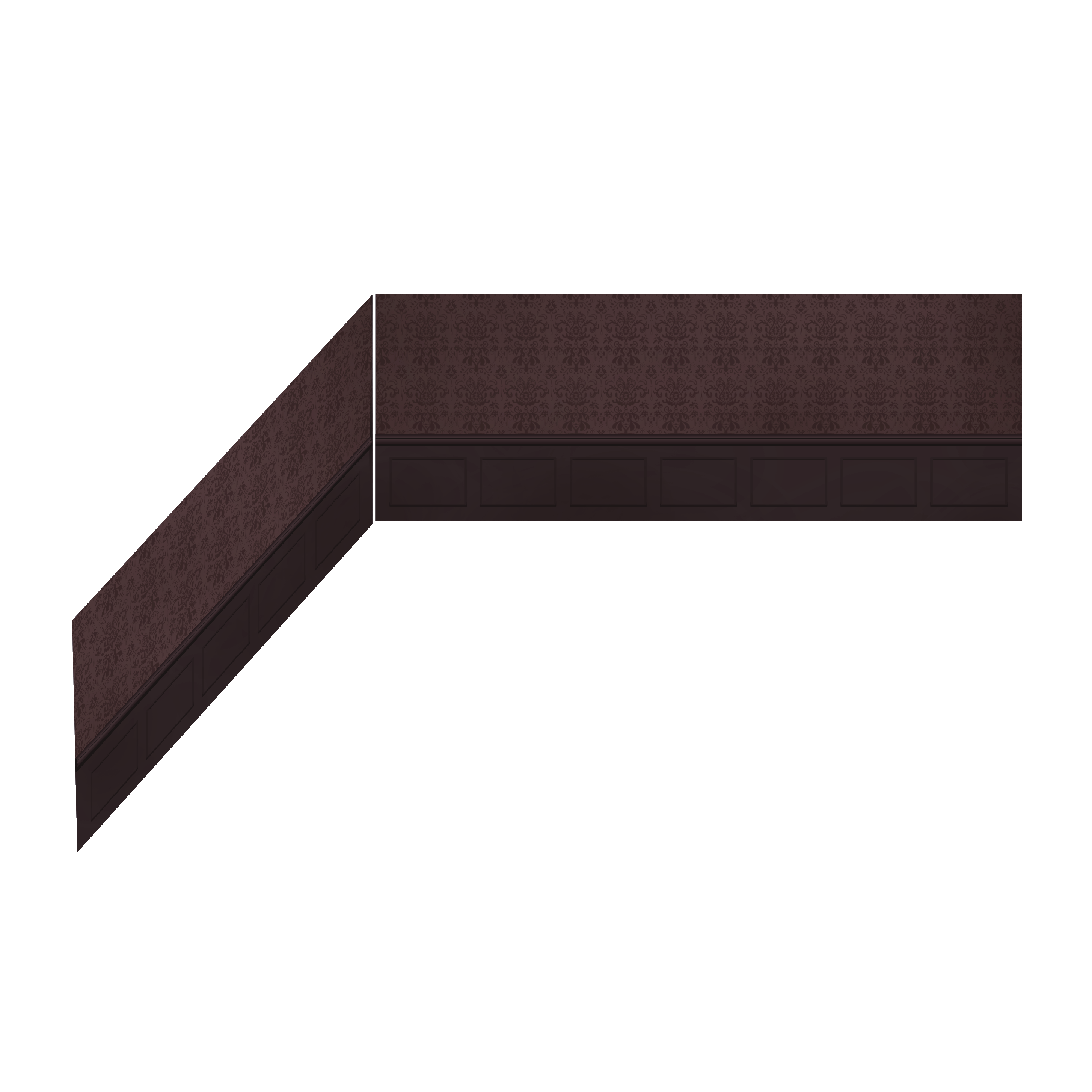 Damask Wallpaper with Wainscotting: Brown